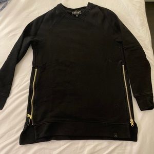 WOMEN SWEATSHIRT BLACK WITH SILVER ZIP ON BOTH SIDES